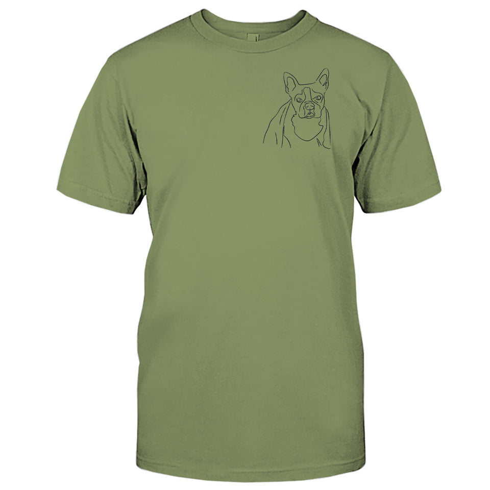 Custom Line Art - Personalized Dog Embroidered T-shirt