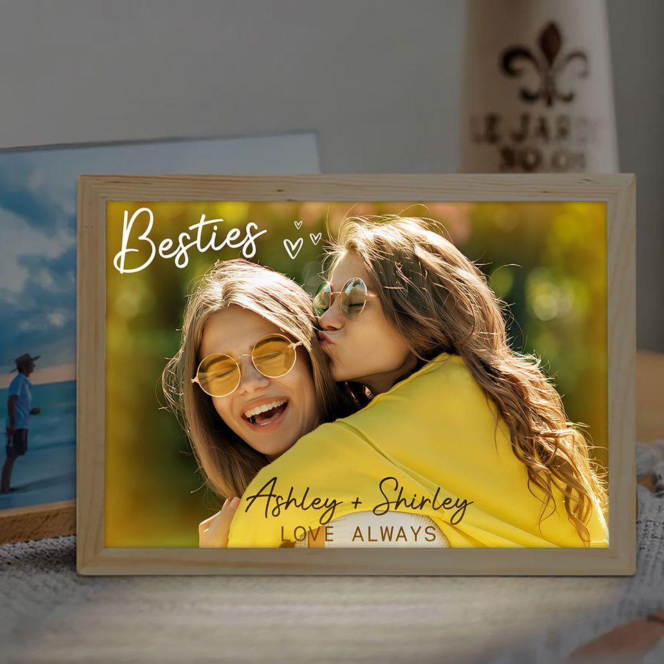 Besties Love Always - Personalized Bestie Light Photo Frame