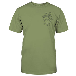 Custom Line Art - Personalized granddaughter Embroidered T-shirt