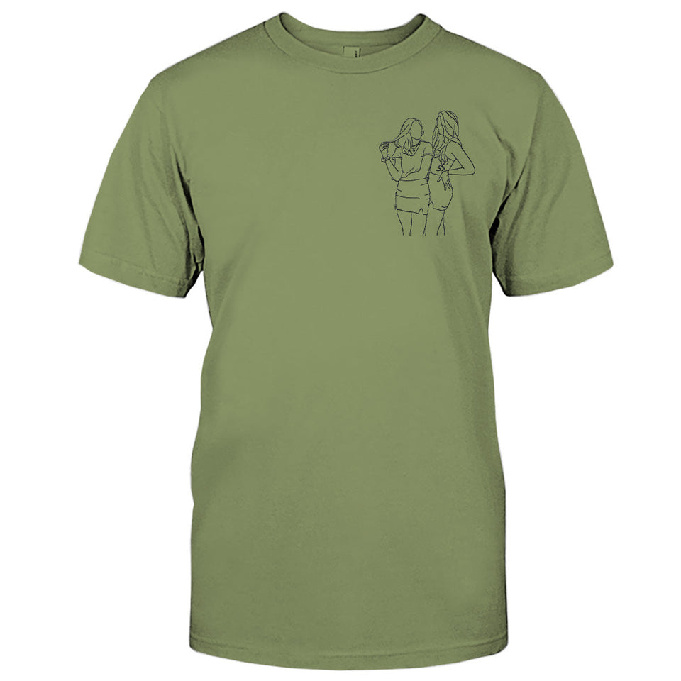 Custom Line Art - Personalized granddaughter Embroidered T-shirt