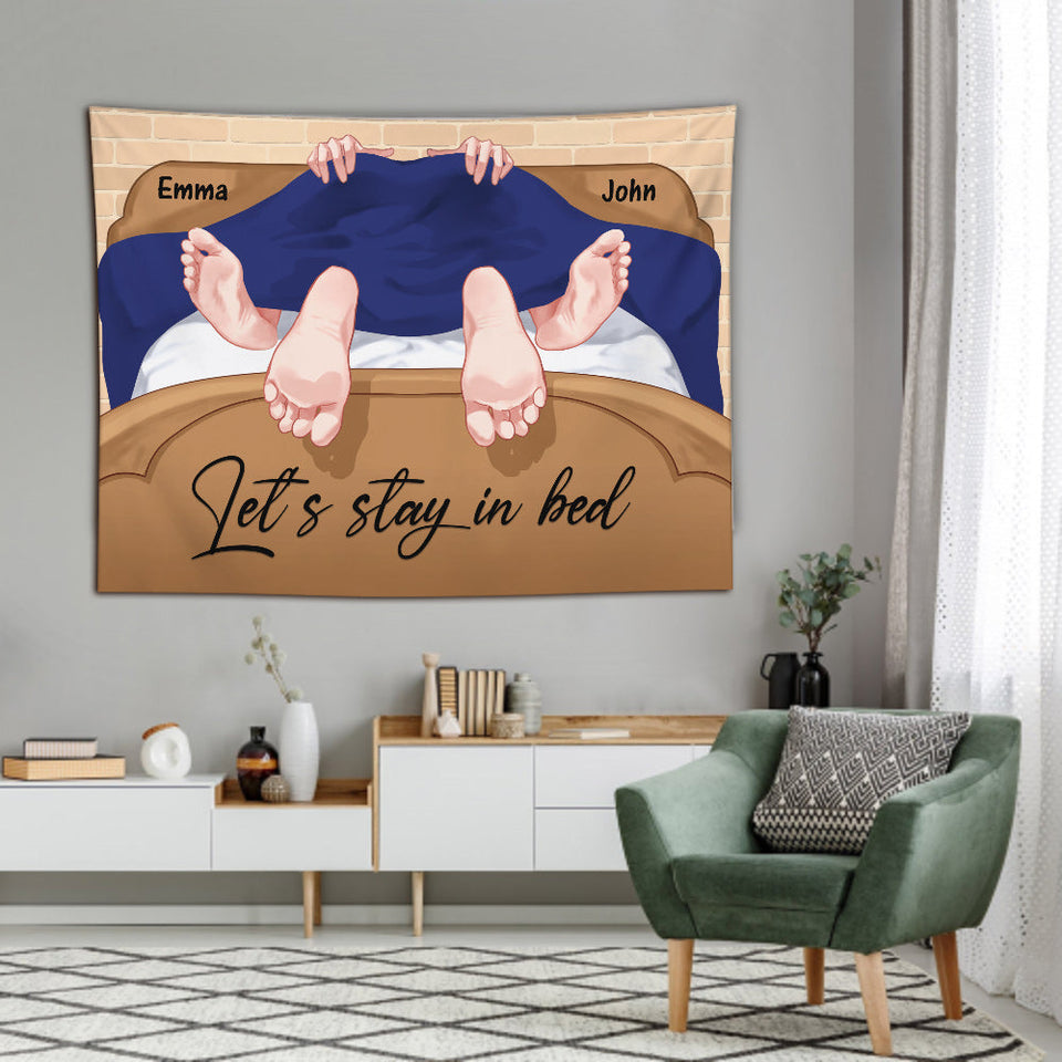 Let's Stay In Bed - Personalized Couple Wall Tapestry