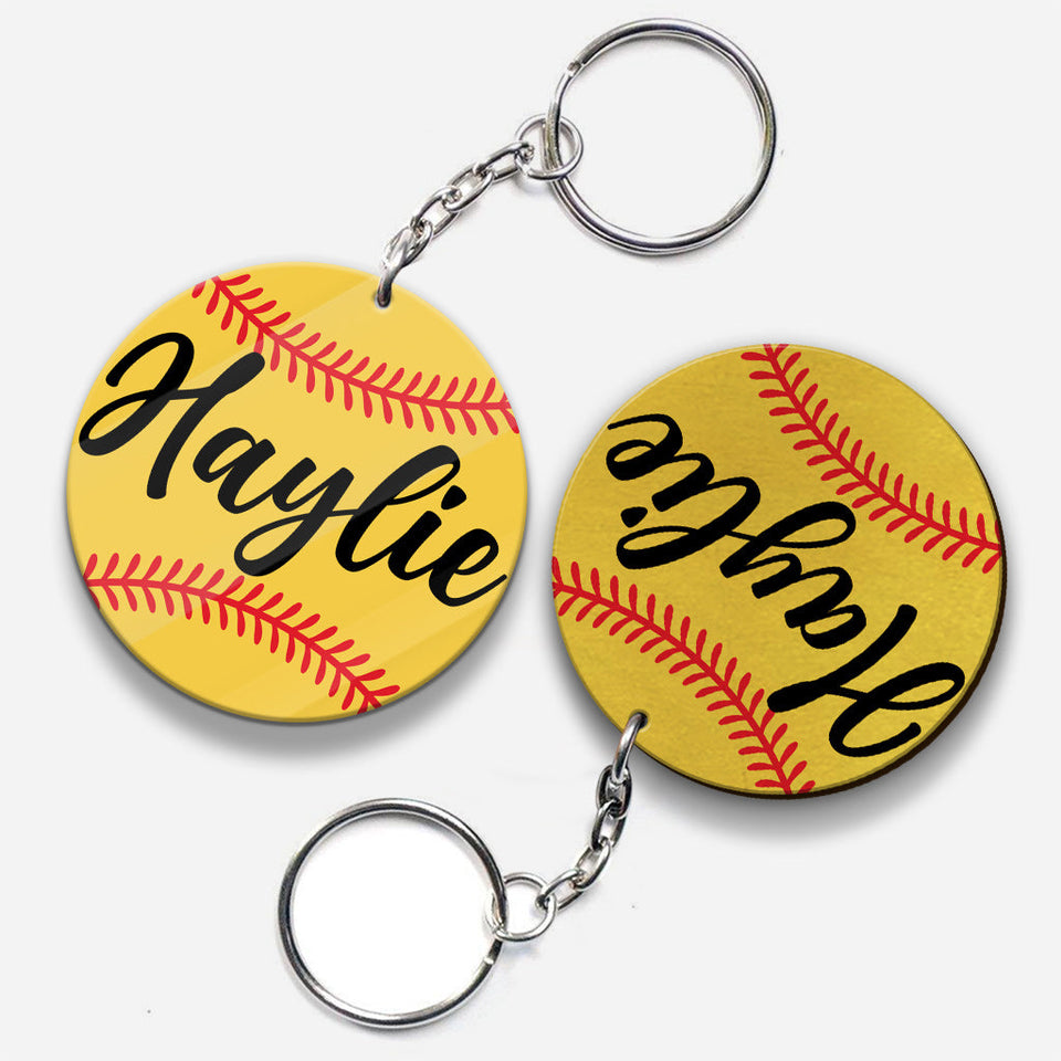 Love Baseball - Personalized Softball Keychain