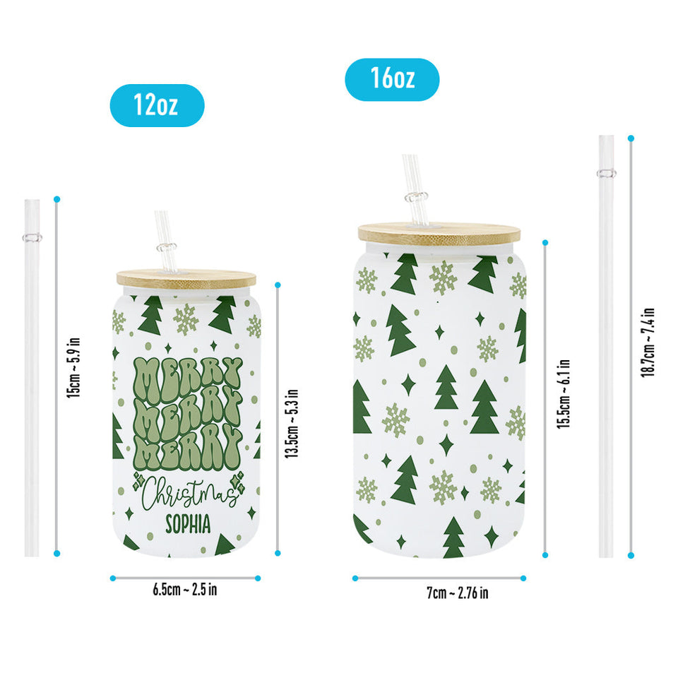 Merry Christmas - Personalized Christmas Can Glass