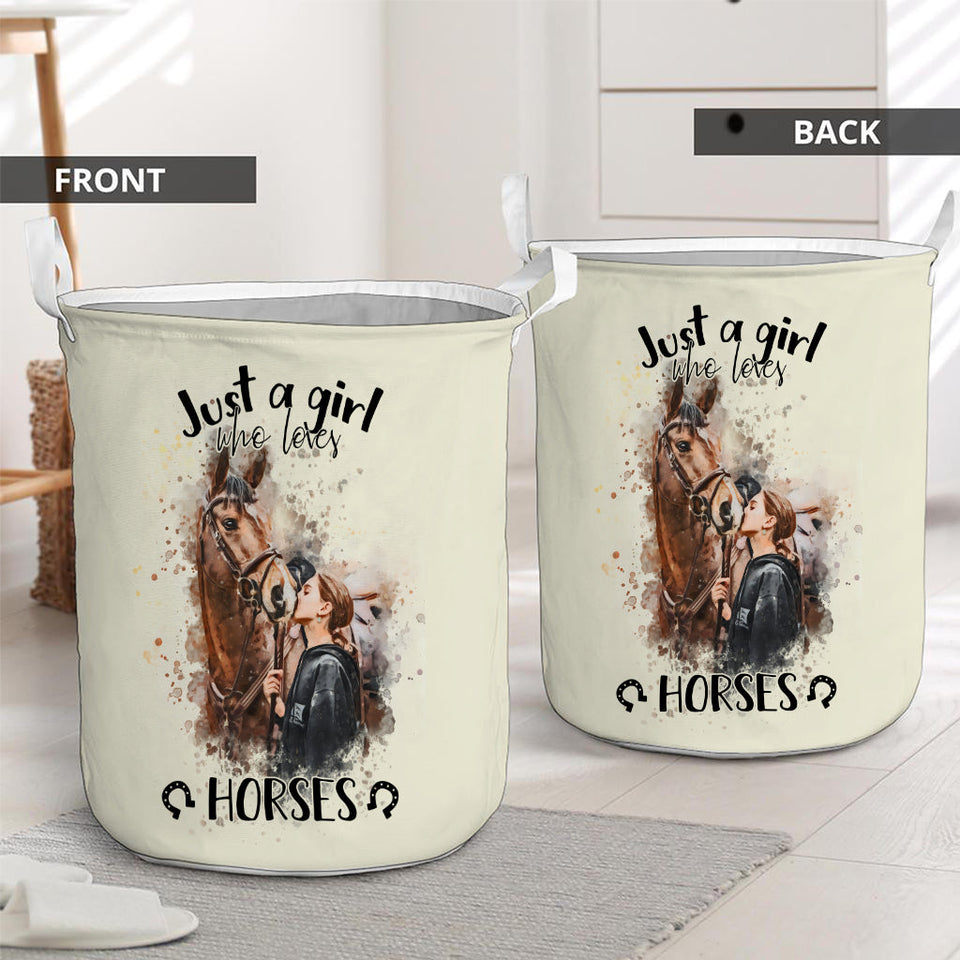 Just A Girl Who Loves Horses - Personalized Horse Storage Basket