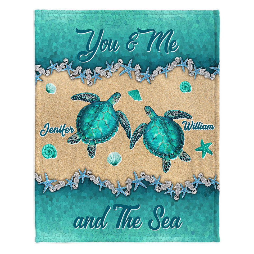 Salty Lil' Beach - Personalized Turtle Blanket