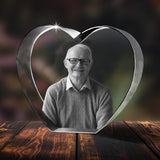 Custom Photo - Personalized Memorial Laser Engraving 3D Heart Shaped Crystal Lamp