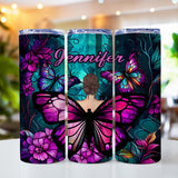 Butterfly Girl - Butterfly gift for her - Personalized Skinny Tumbler