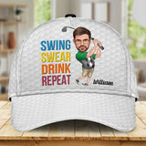 Swing Swear Drink Repeat - Personalized Golf Classic Cap