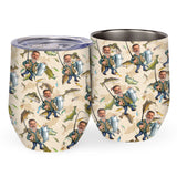 Photo Inserted Funny Fishing - Personalized Fishing Wine Tumbler