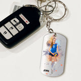 Just A Girl With Goals - Personalized Volleyball Stainless Steel Keychain