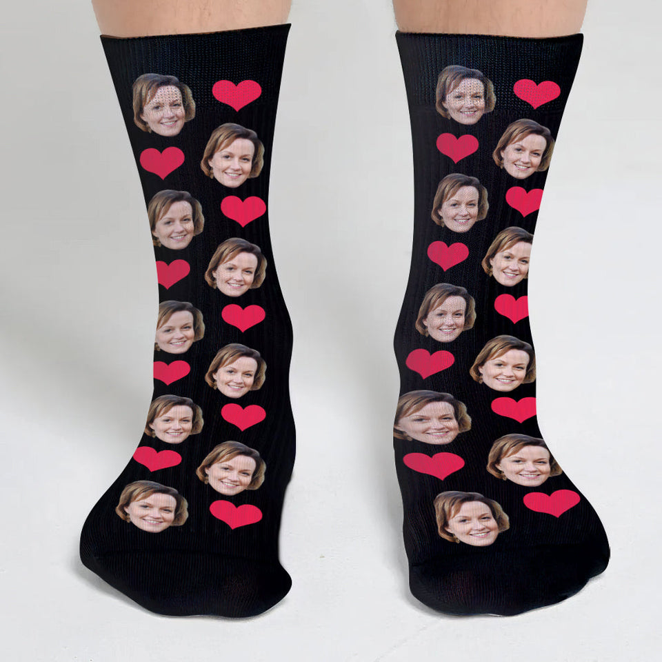 Custom Face Heart Pattern - Personalized Aunt Socks