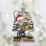 Merry Fishmas - Fishing gift for dad, grandpa, him, husband - Personalized Transparent Ornament