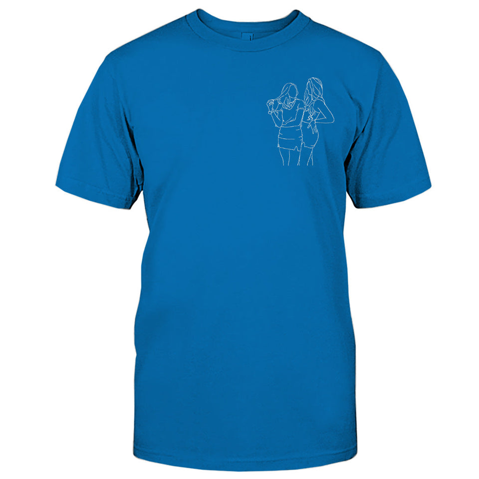 Custom Line Art - Personalized granddaughter Embroidered T-shirt