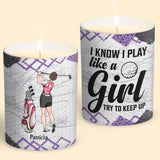 Golf Instruction - Golf gift for her, girlfriend, wife, daughter - Personalized Candle With Wooden Lid