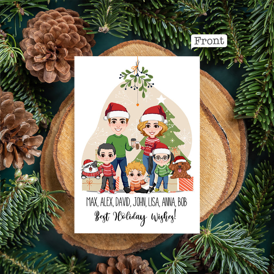 Best Holiday Wishes Christmas Portrait - Personalized QR Greeting Card