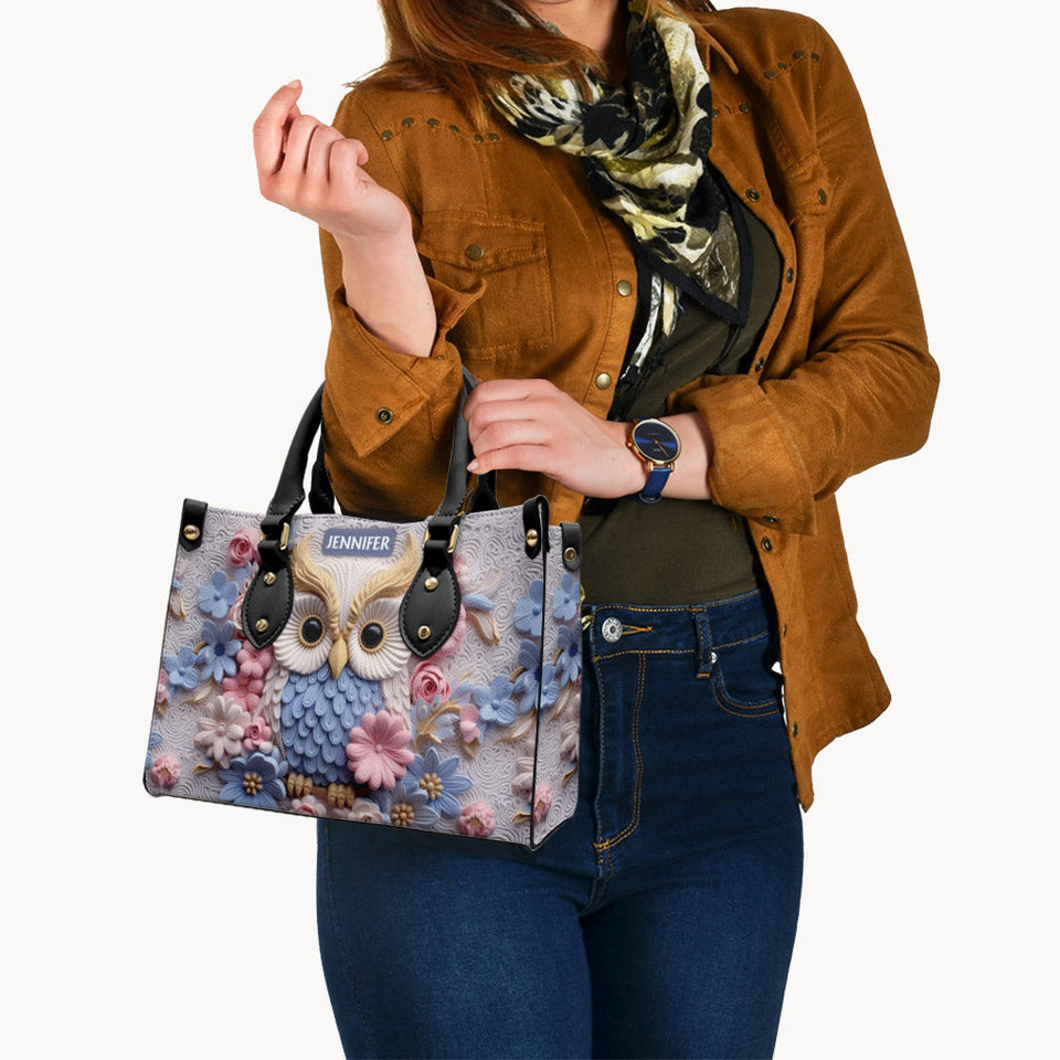 Beautiful Owl - Personalized Owl Leather Handbag