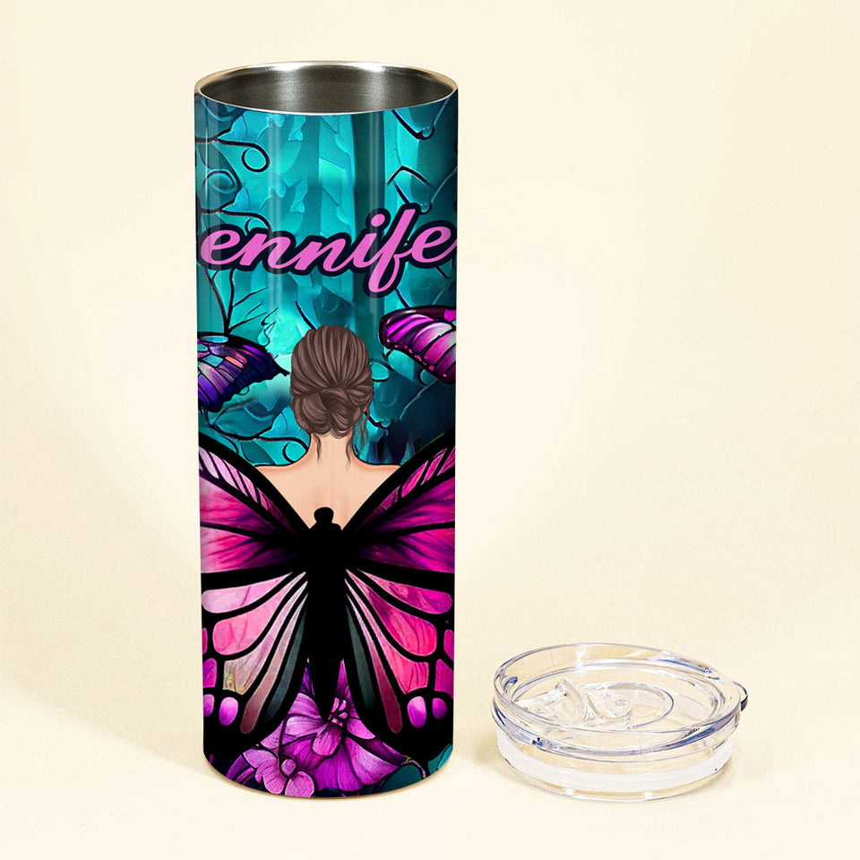Butterfly Girl - Butterfly gift for her - Personalized Skinny Tumbler