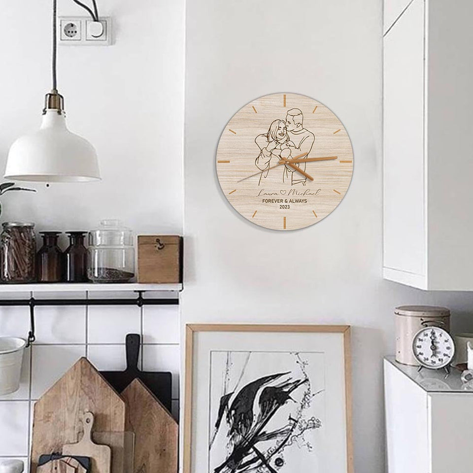 Forever And Always - Personalized Couple Wall Clock