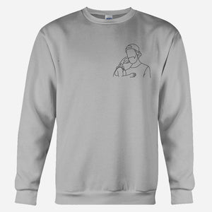 Custom Line Art - Personalized Step Dad Embroidered Sweater