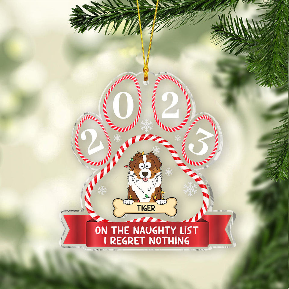 On The Naughty List - Gift for dog lovers - Personalized Transparent Ornament