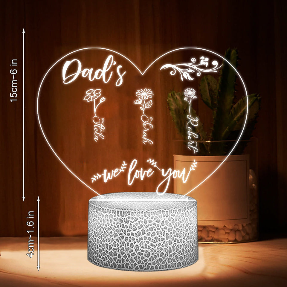 Mom’s Garden - Gift for grandma, mom, aunt, grandpa - Personalized Shaped Plaque Light Base