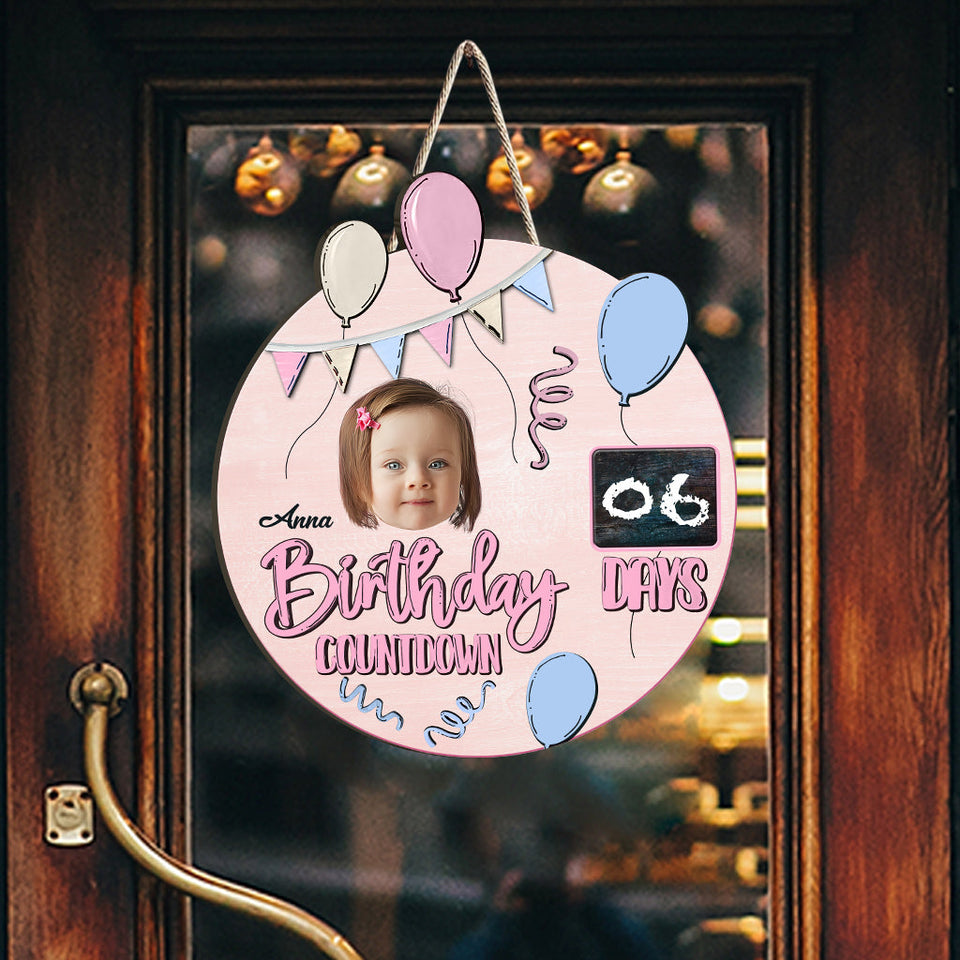Birthday Countdown - Personalized Family Wood Sign