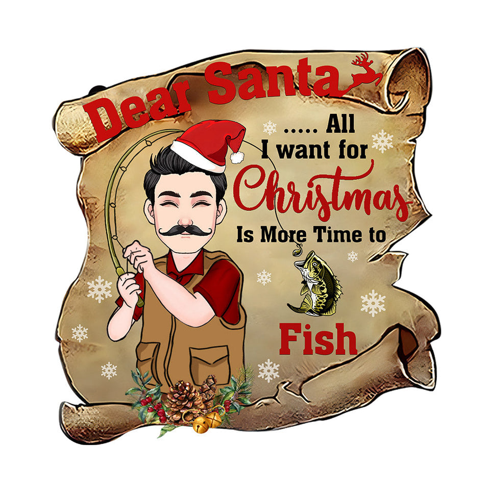 Dear Santa - Personalized Fishing Shaped Doormat