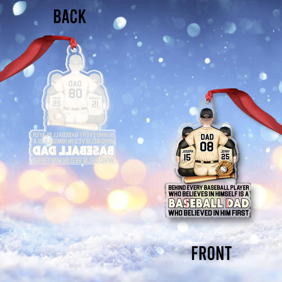 Behind Every Baseball Player - Personalized Baseball Transparent Ornament