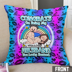 Congrats On Being My Husband - Personalized Husband And Wife Throw Pillow