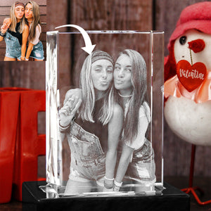 Custom Photo - Personalized Daughter Laser Engraving 3D Cuboid Shaped Crystal Lamp