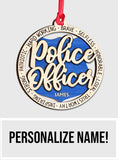 Police Officer - Personalized Police Officer 2 Layered Wooden Ornament