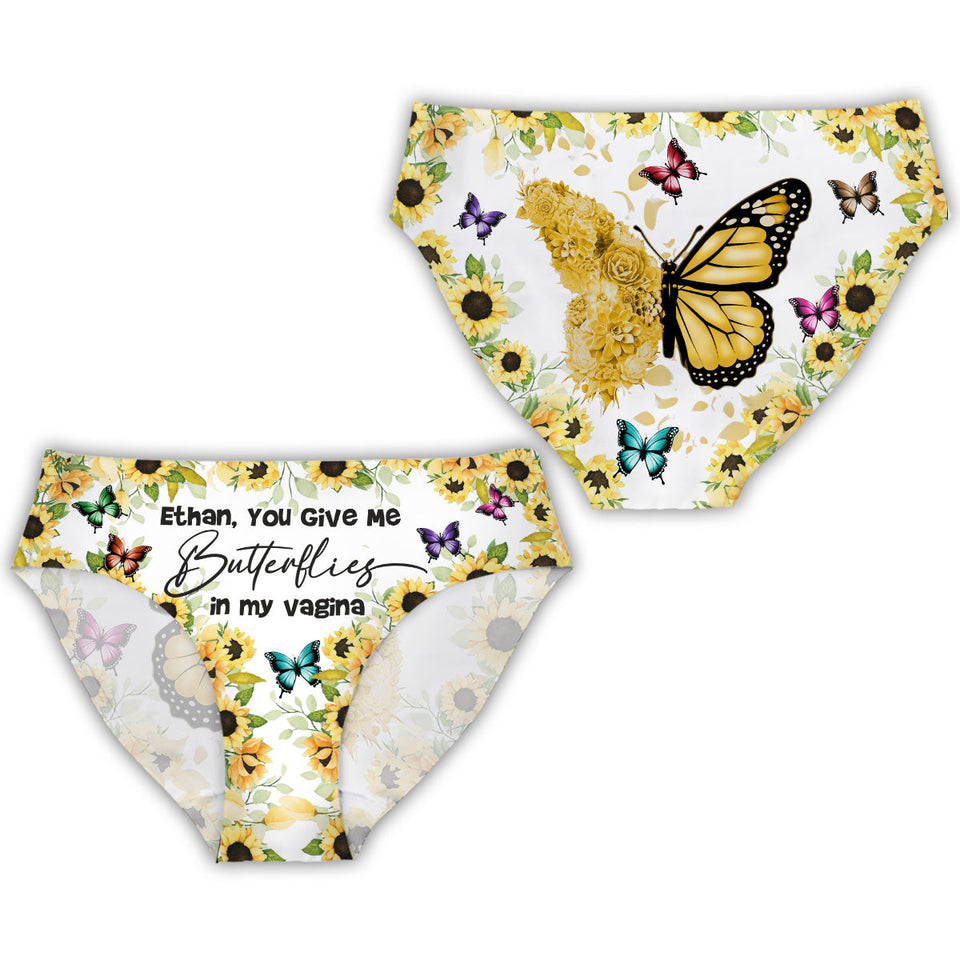 You Give Me Butterflies In My Vagina - Personalized Couple Women Briefs