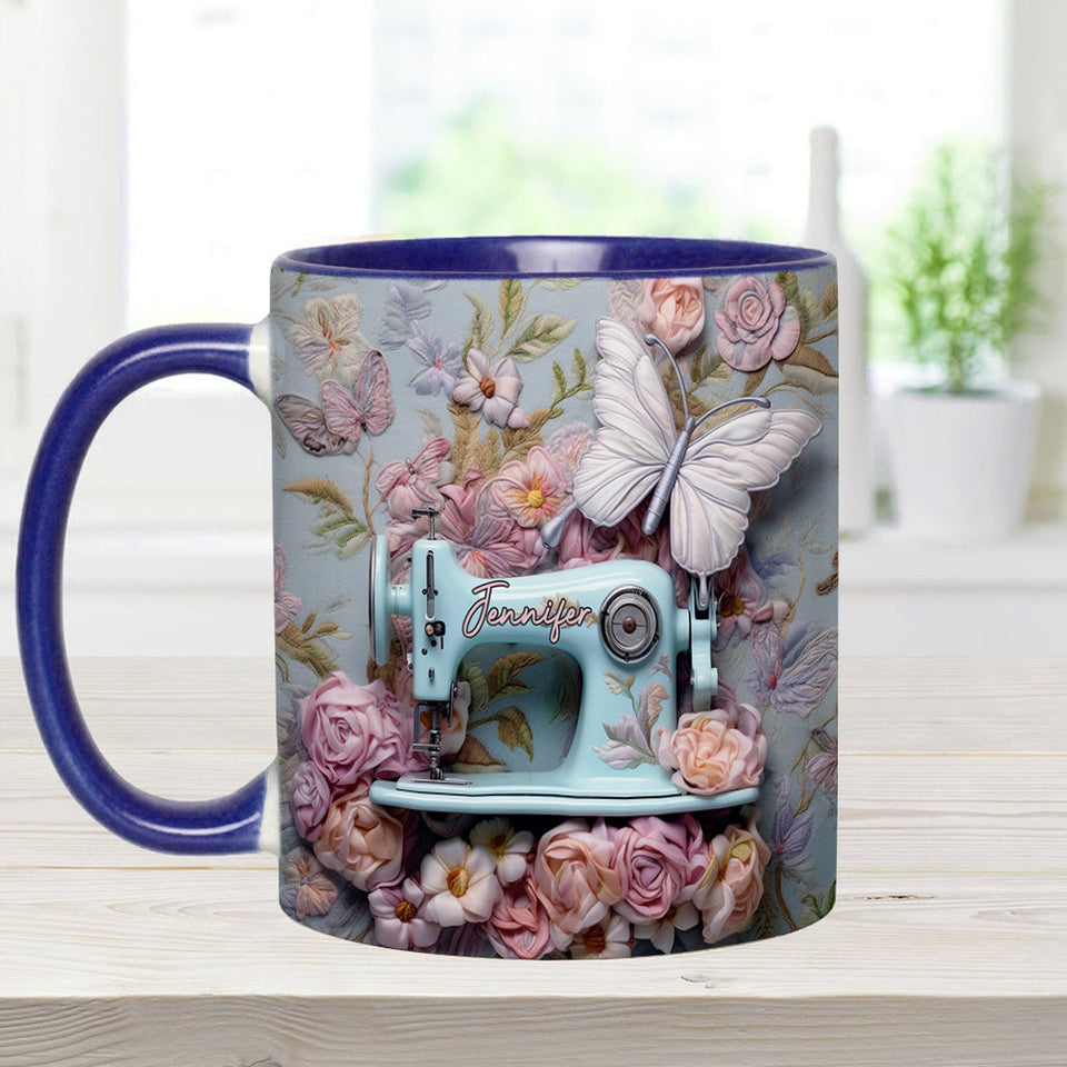 Floral Sewing Machine - Personalized Sewing Accent Mug