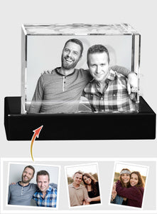 Custom Photo - Personalized Uncle Laser Engraving 3D Cuboid Shaped Crystal Lamp