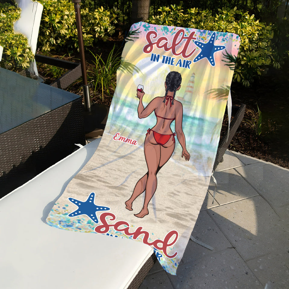 Sandy Toes Sun Kissed Nose - Sea Lover gift for friend, sister, girlfriend, wife, mom - Personalized Beach Towel