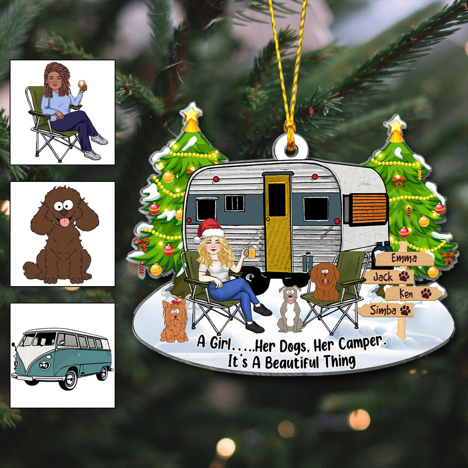 A Girl And Her Dog - Camping gift for dog lover - Personalized Ornament