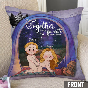 Together Is Our Favorite Place To Be - Personalized Camping Throw Pillow
