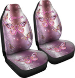 Survivor Metal Pattern Print Breast Cancer Awareness Seat Covers 0622