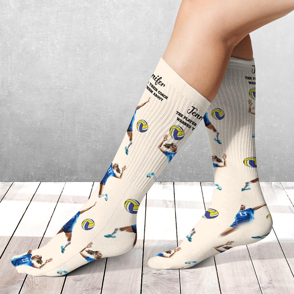Their Coach Warned - Personalized Volleyball Socks