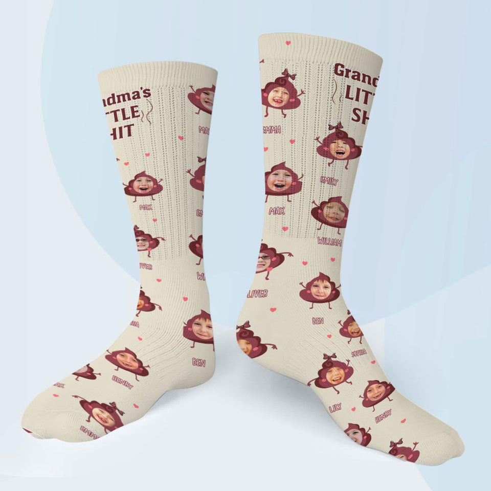 Daddy Little Shits - Gift for dad, grandma, grandpa, mom, uncle, aunt, brother, sister - Personalized Socks