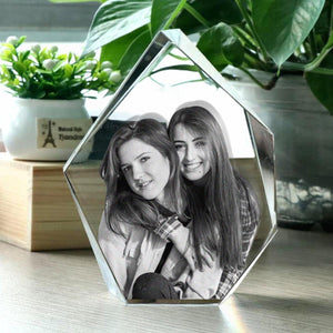 Custom Photo - Personalized Sibling Laser Engraving 3D Iceberg Shaped Crystal Lamp