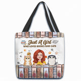 Love Books And Cats - Personalized Book Tote Bag