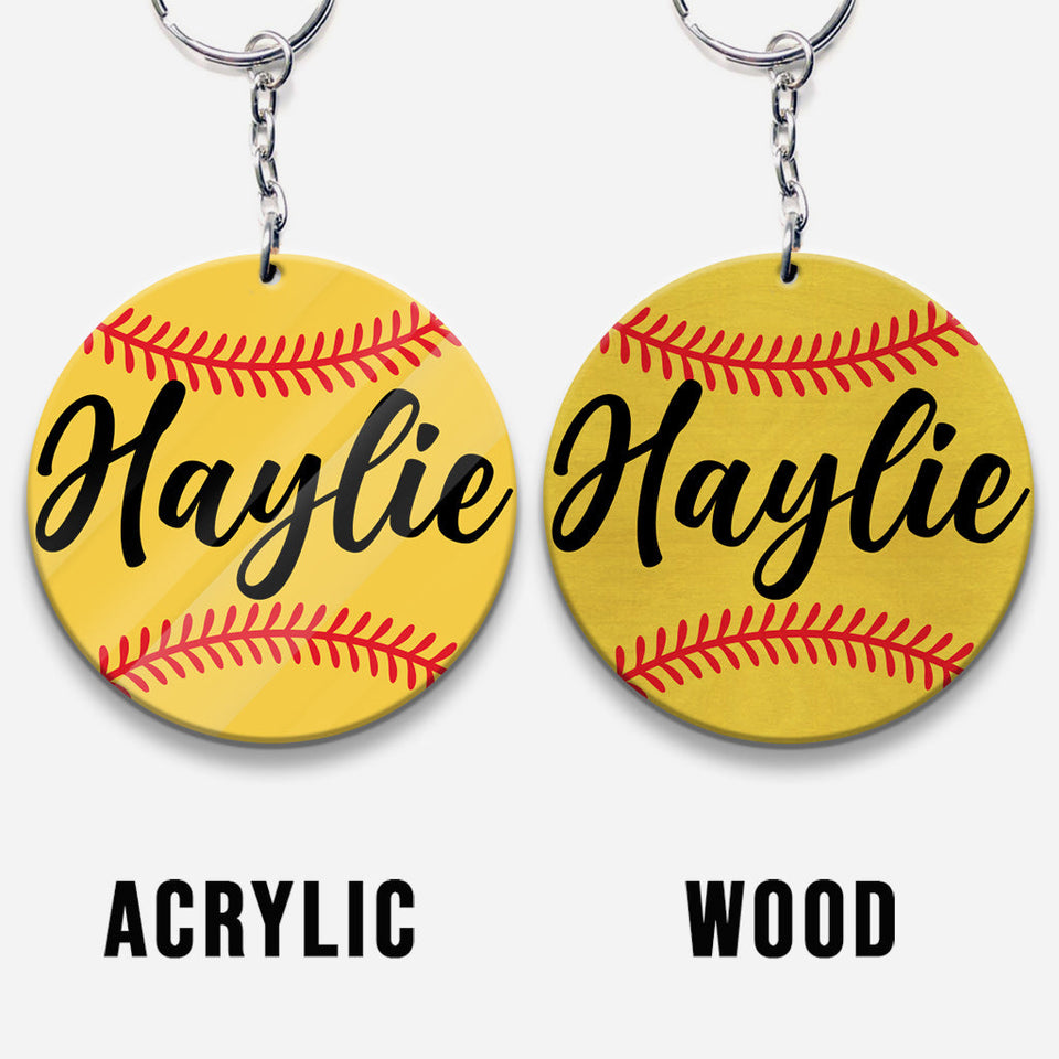 Love Baseball - Personalized Softball Keychain