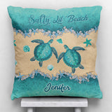 Salty Lil' Beach - Personalized Turtle Throw Pillow