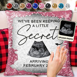 We've Been Keeping A Little Secret - Personalized Pregnancy Sequin Pillow Cover