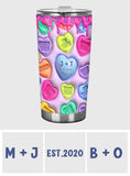 Any Name Any Date Colorful Heart Inflated - Personalized Couple Tumbler