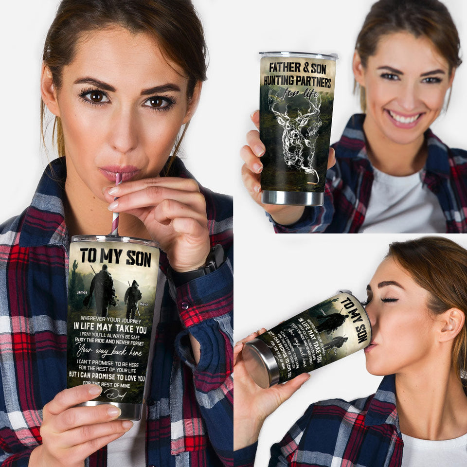 Father And Son Hunting Partners For Life - Personalized Hunting Tumbler