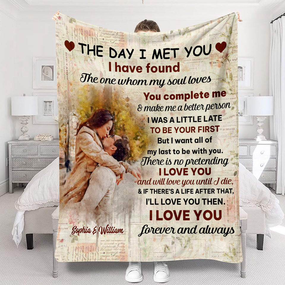 The Day I Met You - Personalized Couple Blanket