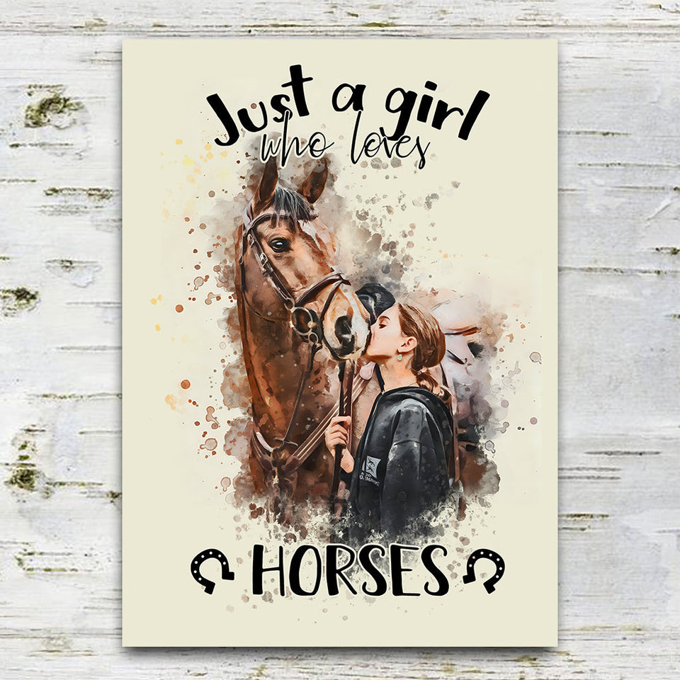 Just A Girl Who Loves Horses - Personalized Horse Rectangle Metal Sign