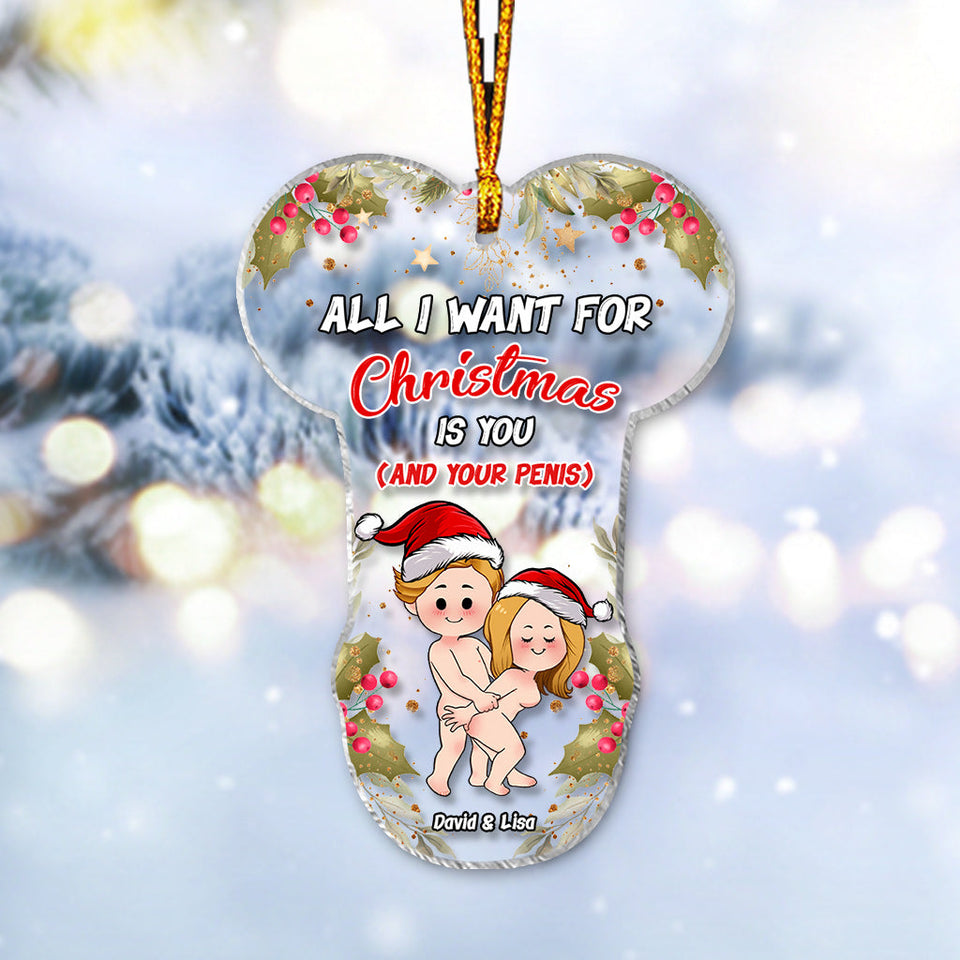 All I Want For Christmas - Personalized Couple Transparent Ornament